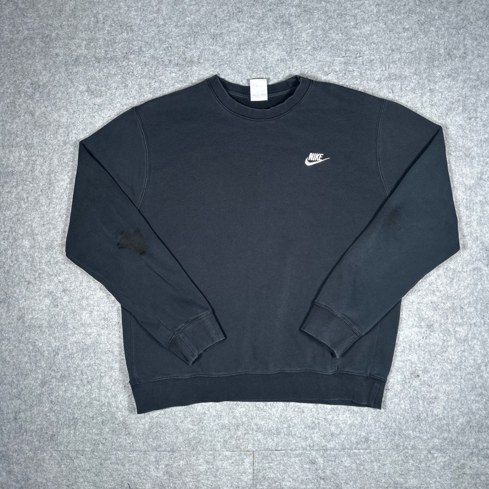 Nike sweatshirt mens M Black Club Fleece Crew BV2662-010 Sportswear Pullover